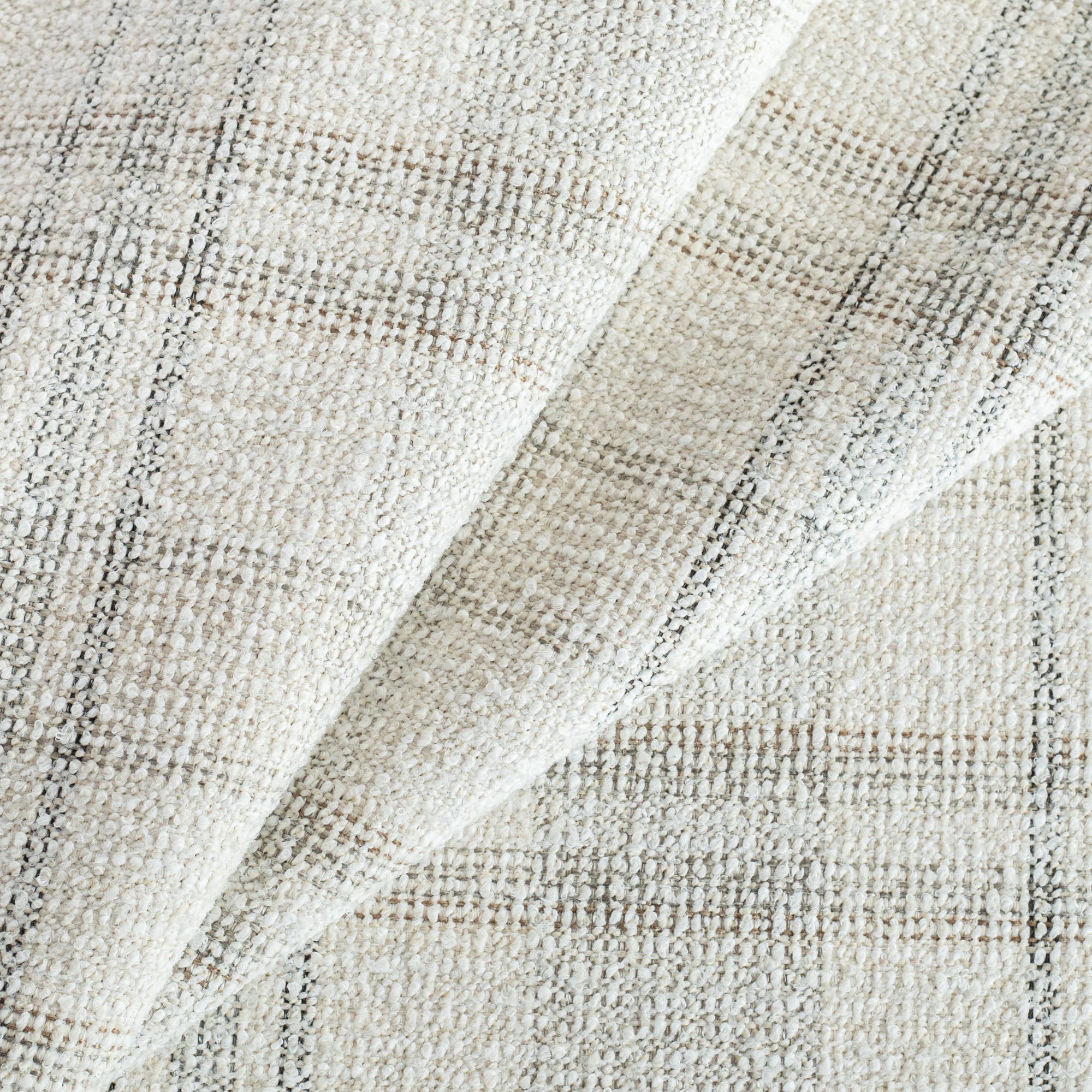 Hugo Plaid salt and pepper cream and grey high performance upholstery fabric from Tonic Living