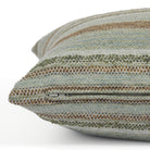 Side zipper detail of Tonic Living Indie Stripe 20x20 pillow in green and teal tonal stripe.