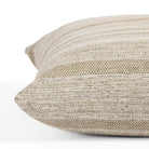 Side view of Tonic Living Indie Stripe decorative cushion highlighting its layered neutral stripe texture.