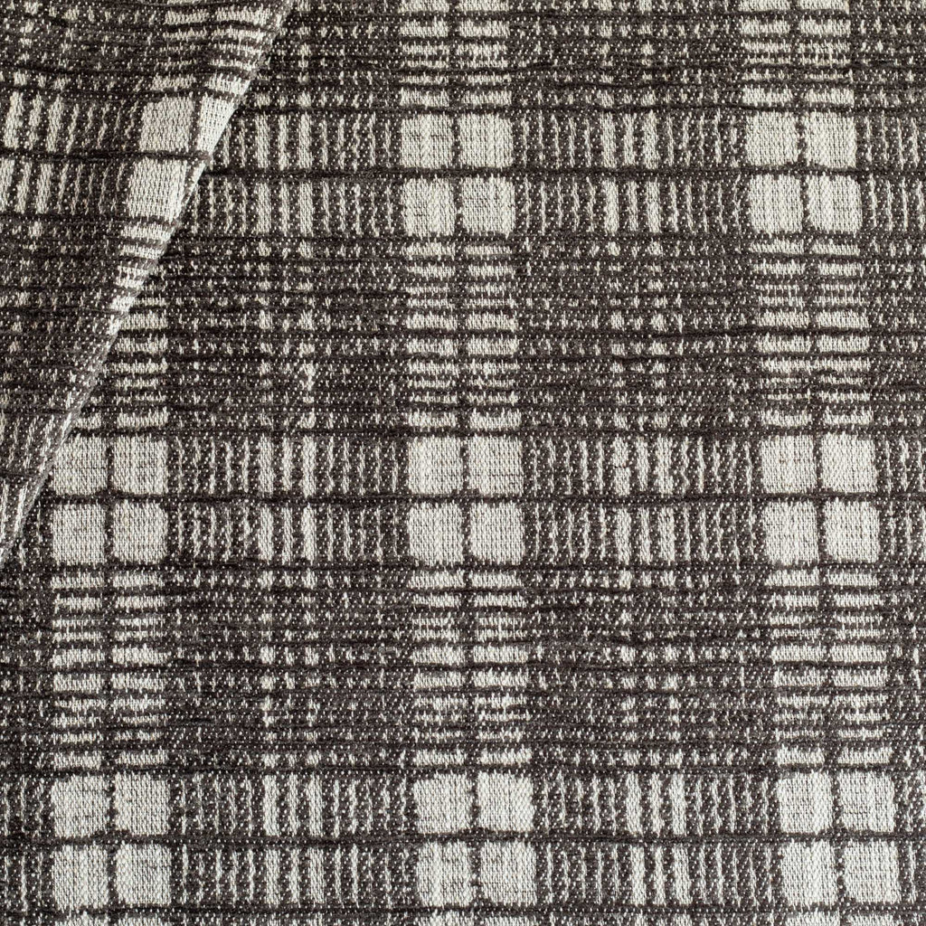 a black and beige plaid home decor fabric