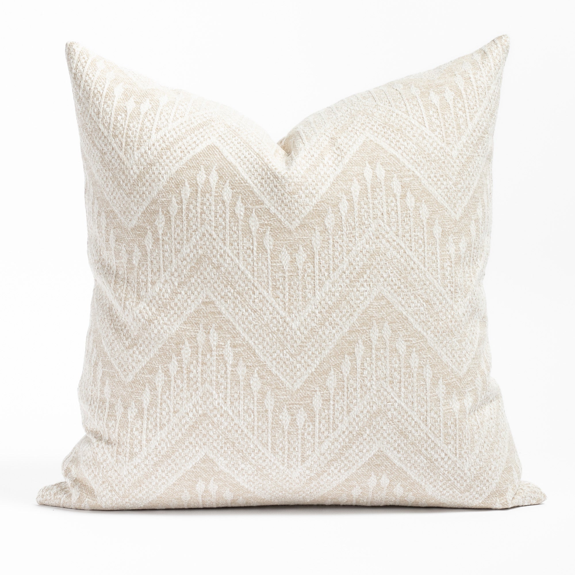 Joyce 22x22 Natural, an oatmeal beige and white intricate zigzag patterned throw pillow from Tonic Living