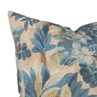 Close-up of Juno Navy throw pillow by Tonic Living — expressive hand-painted floral design with layered blue and warm neutral hues.