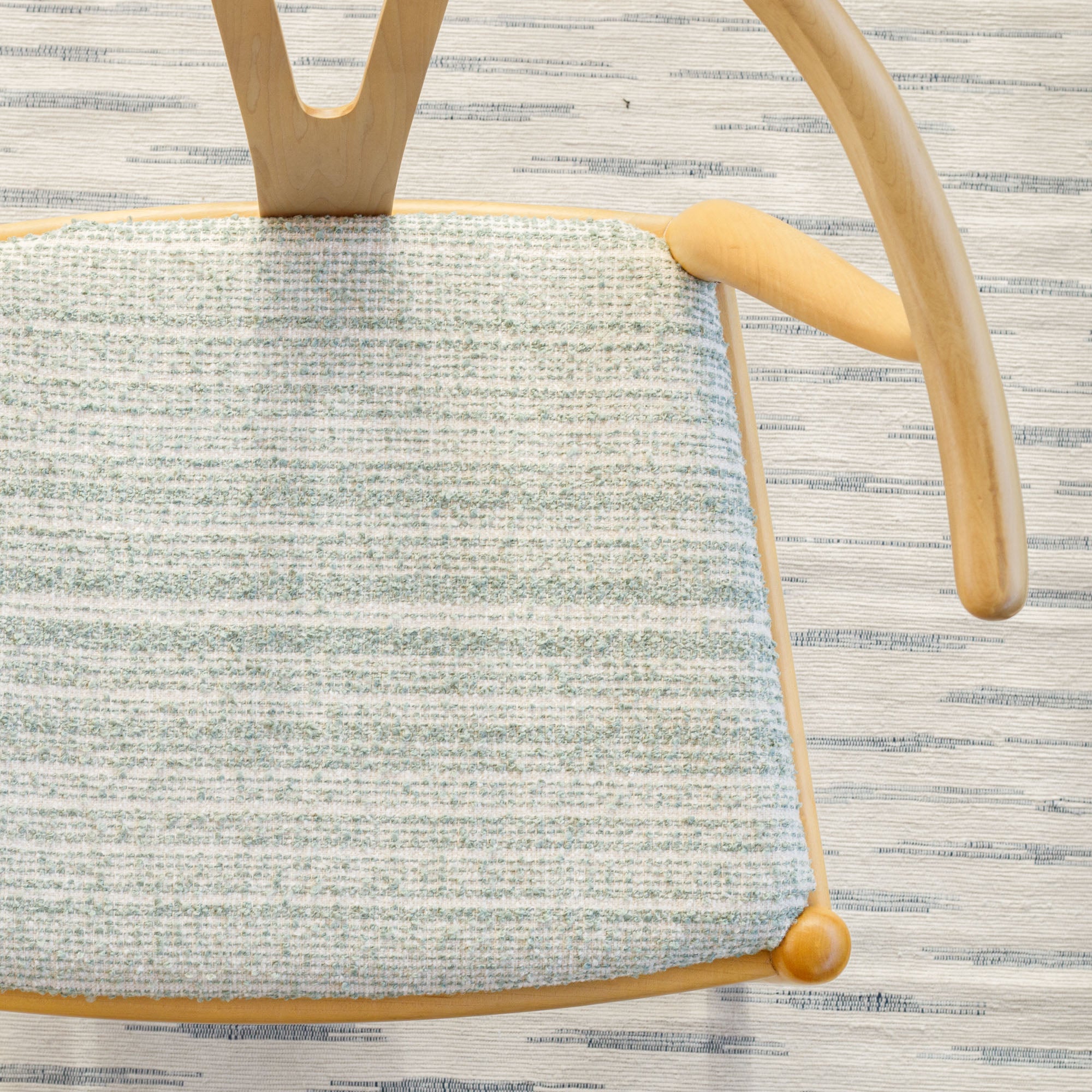Kos Stripe Jade fabric upholstered chair seat