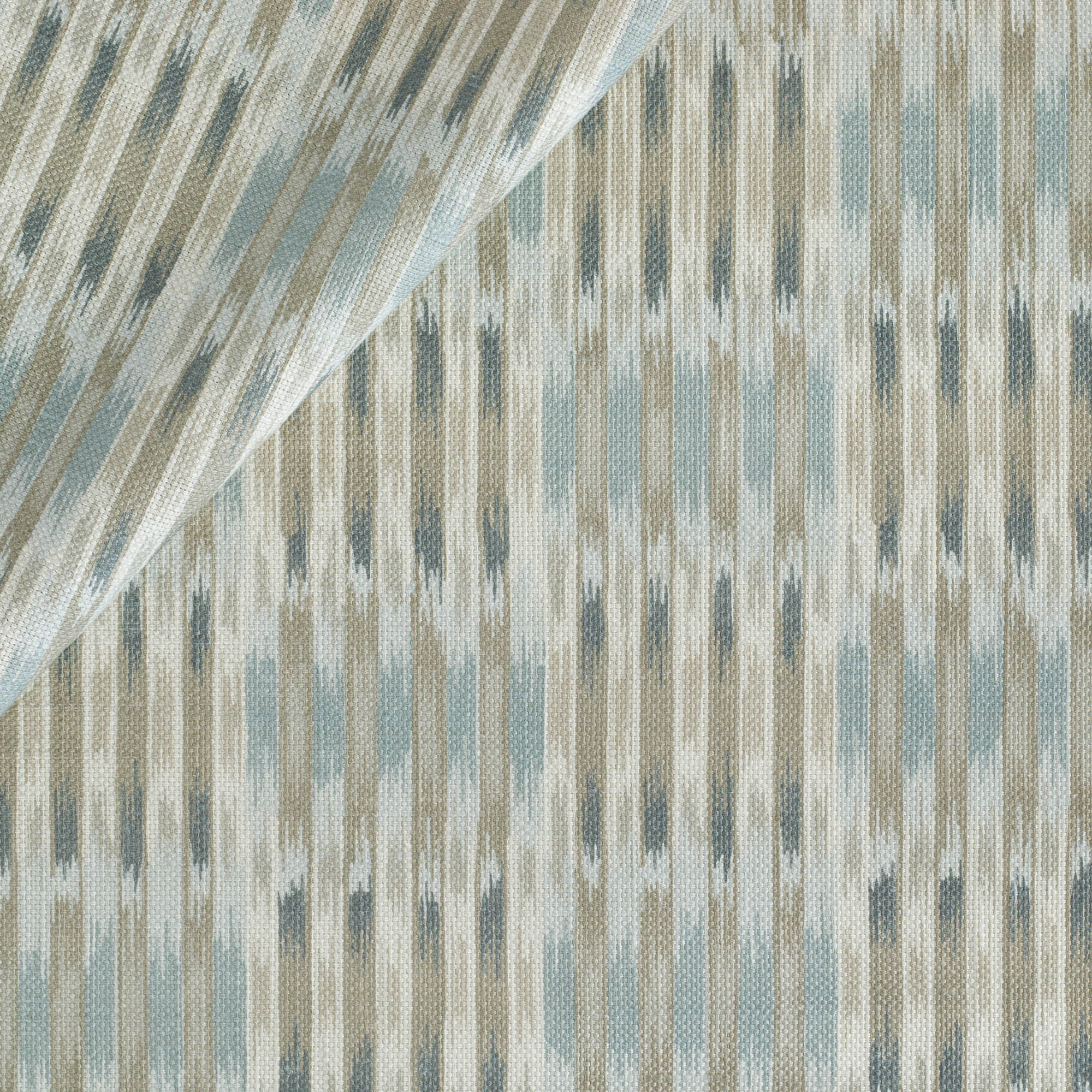 a blue and sand ikat print home decor fabric from Tonic Living