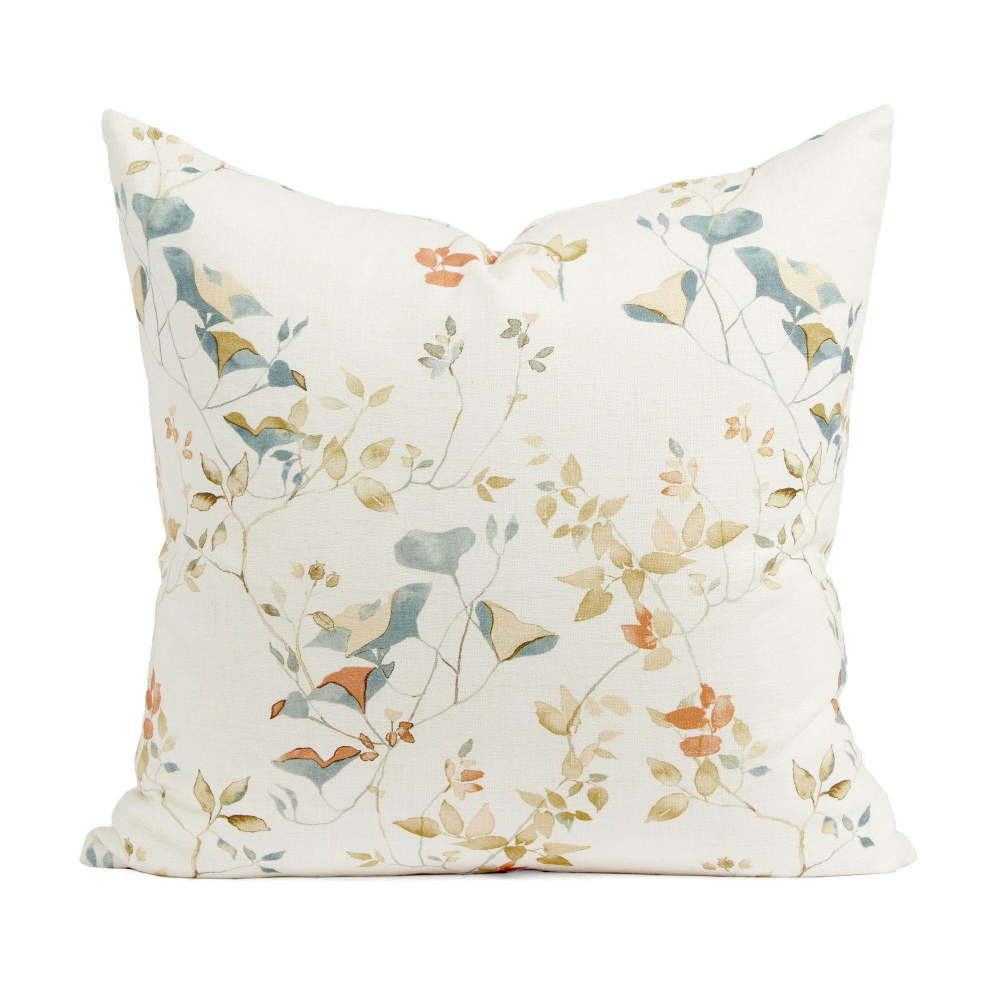 Tonic Living Laurel Meadow decorative pillow featuring leafy vines in a soft watercolor effect.
