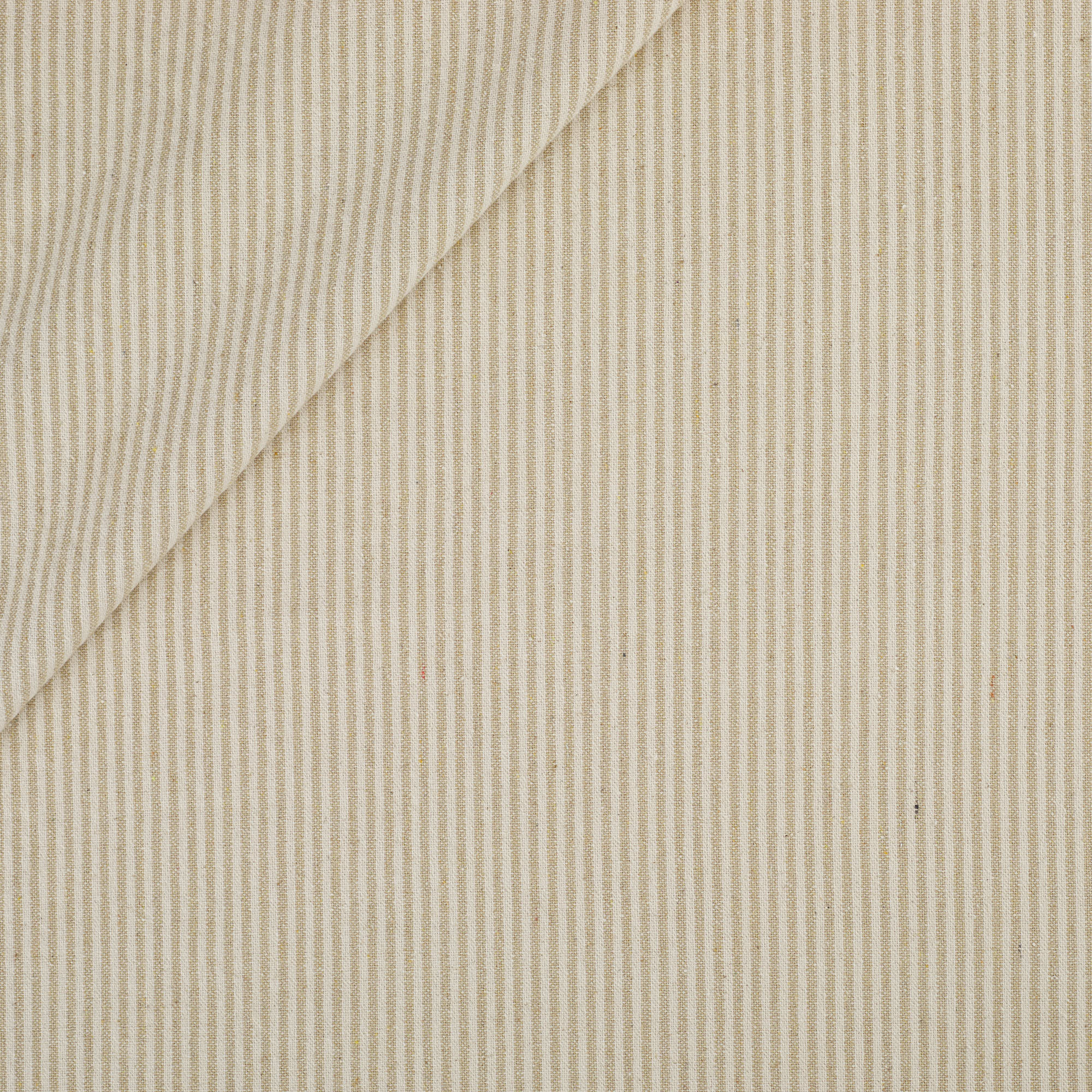 Tonic Living Leo Stripe Wheat 100% cotton fabric with a beige and natural striped pattern.