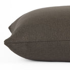 Close-up side view of Loden Mink toss pillow by Tonic Living — smoky grey-brown tone with a soft, organic linen-inspired texture.