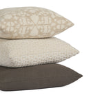 Stack of pillows featuring Loden 22x22 Pillow, Mink with Astrid 20x20 Pillow, Natural and Bella 22x22 Pillow, Pearl by Tonic Living — soft, layered neutrals with subtle texture.