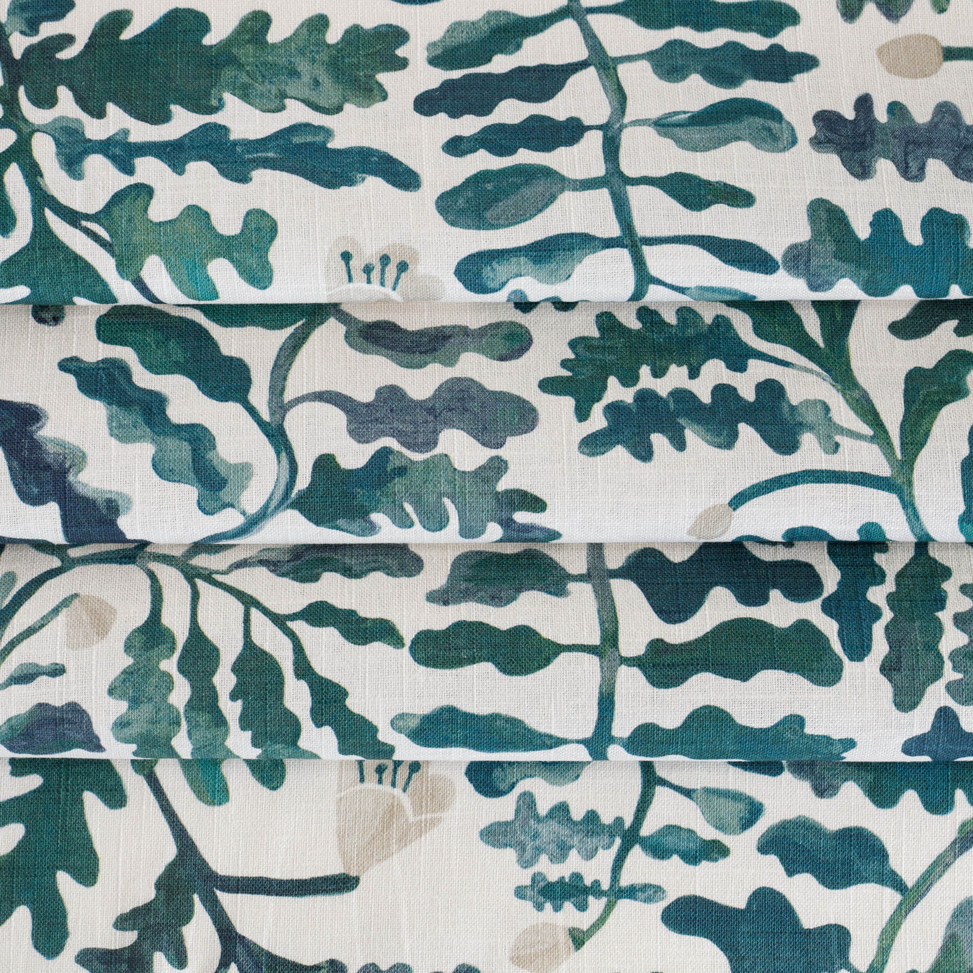 a green and white leafy botanical print home decor linen blend fabric 