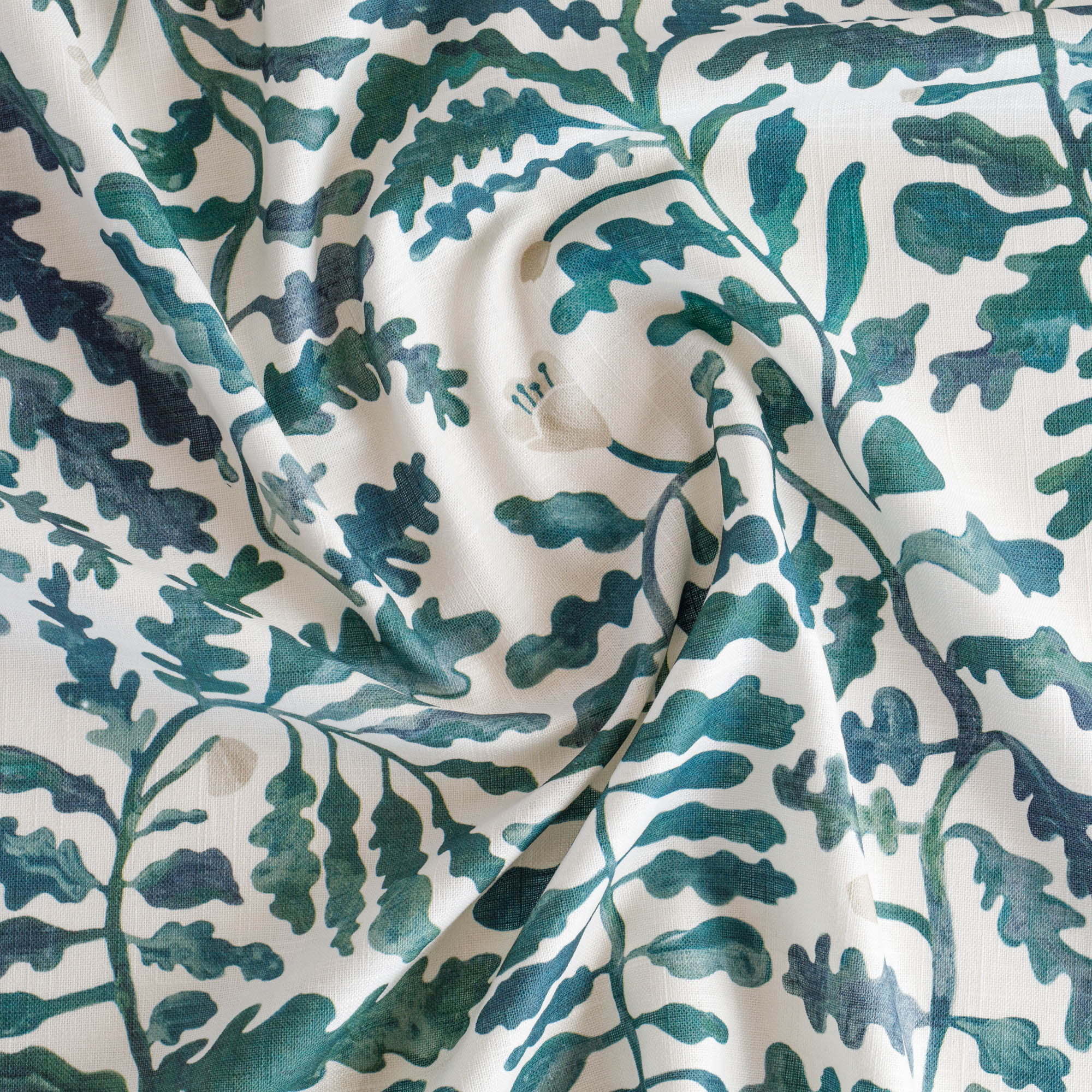 a green and white leafy botanical print home decor fabric 
