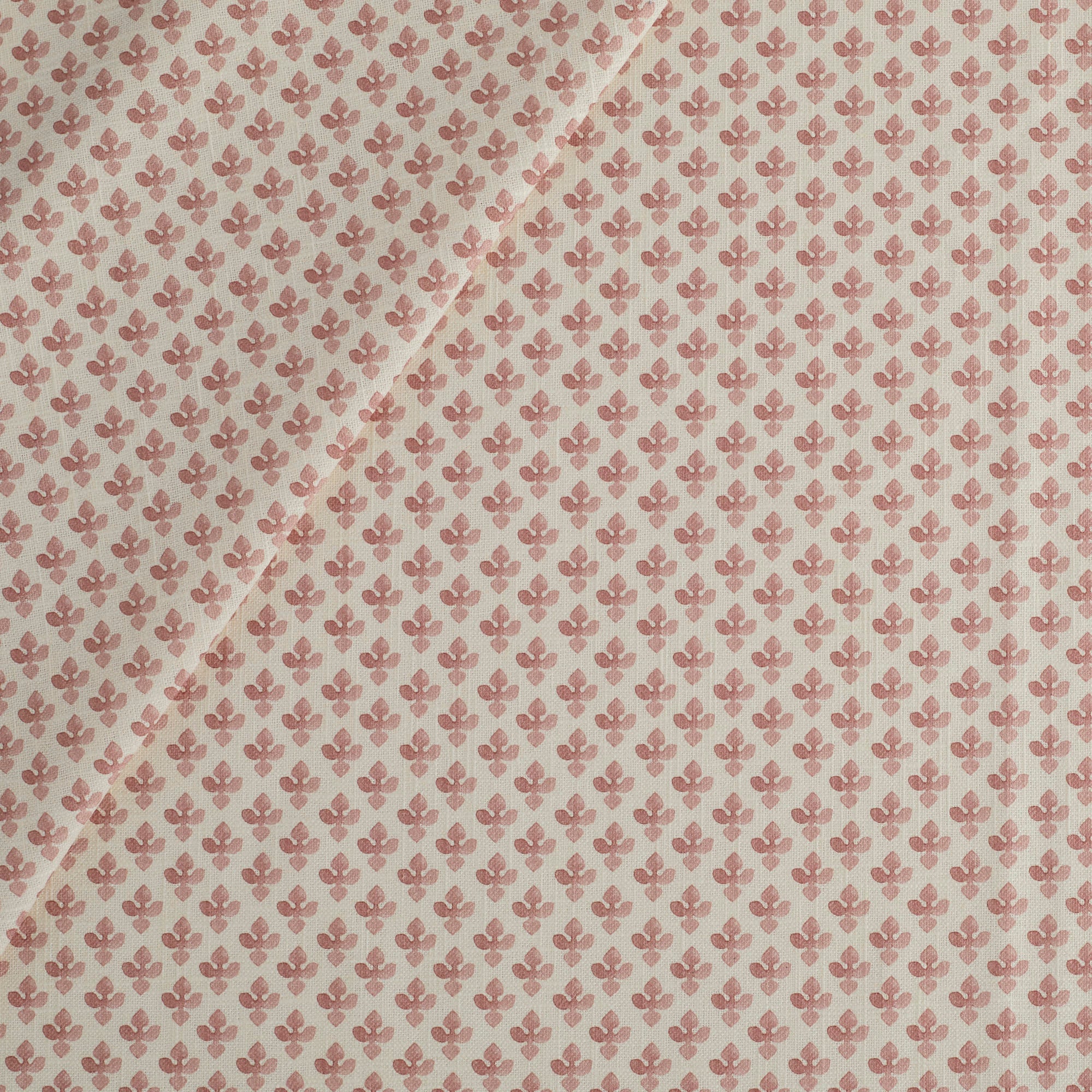 Lyra Fabric, Berry by Tonic Living — white and faded burgundy floral block print on a lightweight linen-blend fabric.