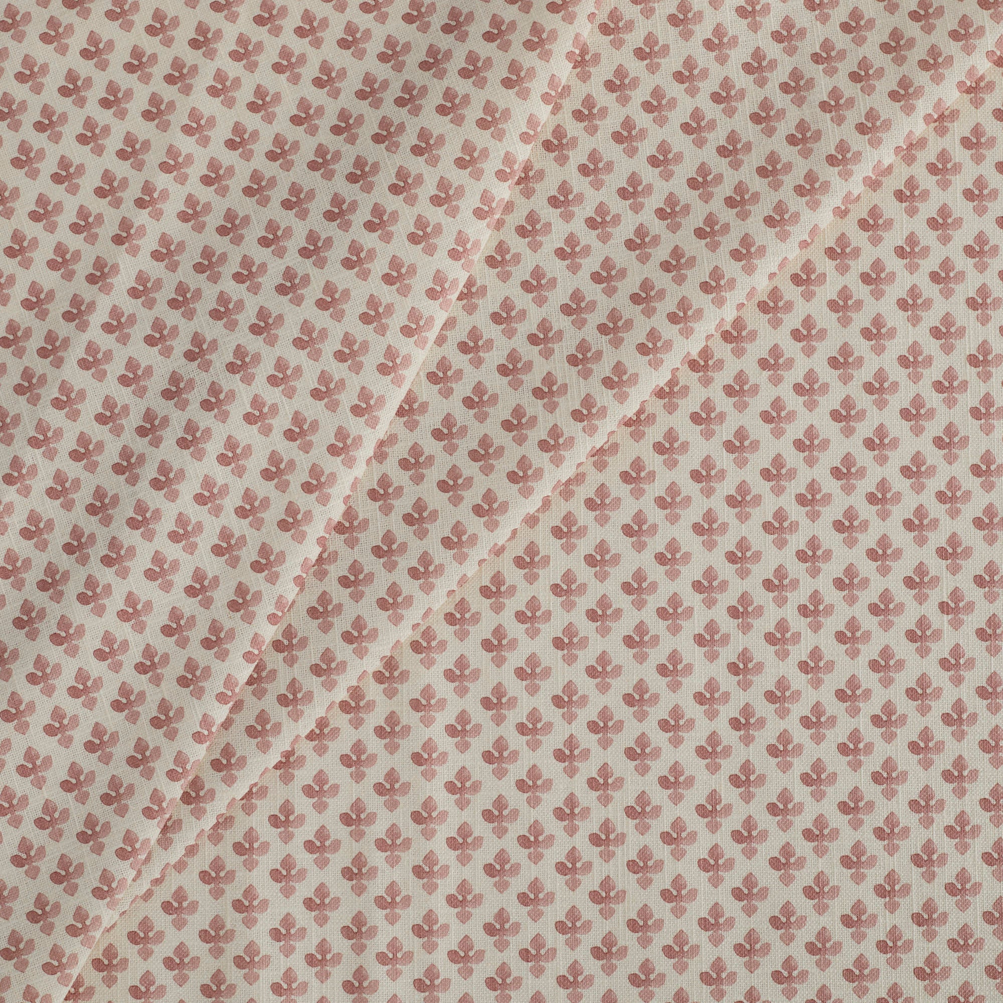 Tonic Living Lyra Fabric, Berry — linen-blend drapery fabric with a white and faded burgundy floral block print design.