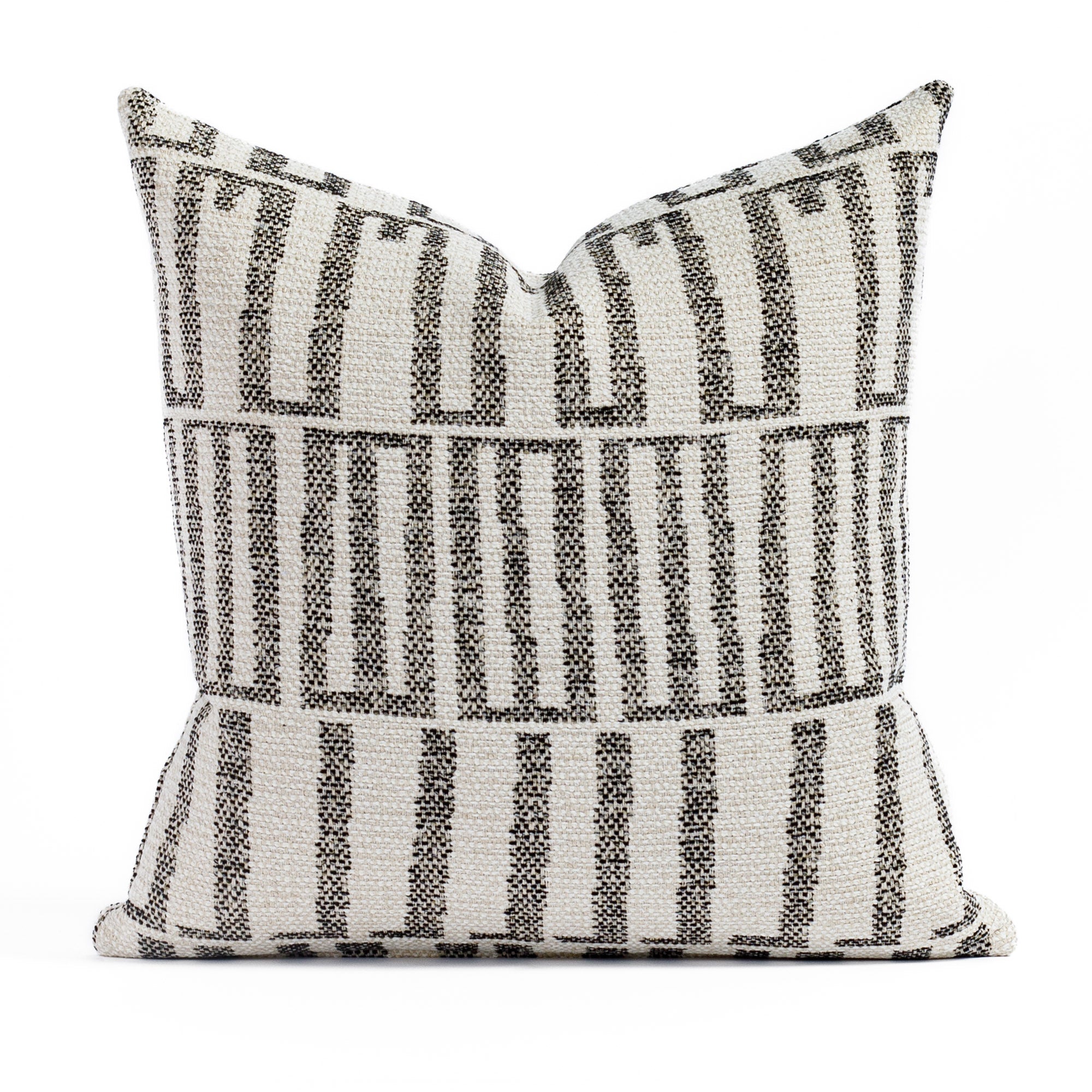 Mallia 20x20 Pillow Carbon, a cream and black organic geometric outdoor throw pillow