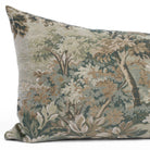 Close up of Manor Tapestry Sage XL lumbar pillow showing intricate woven botanical tapestry detail.