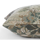 Zipper detail of Manor Tapestry Sage 16x42 lumbar bolster pillow in vintage-inspired tapestry fabric.