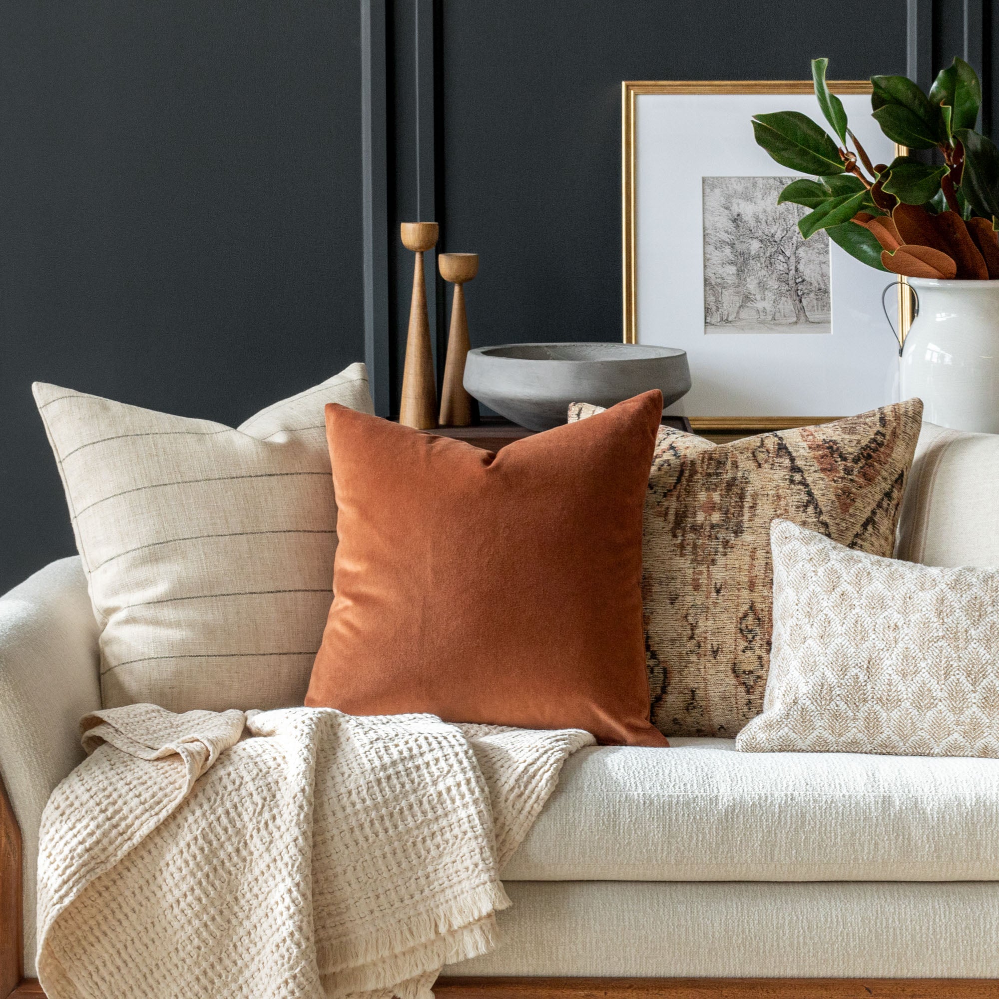 Mason Velvet 20x20 Pillow, Cognac – Tonic Living