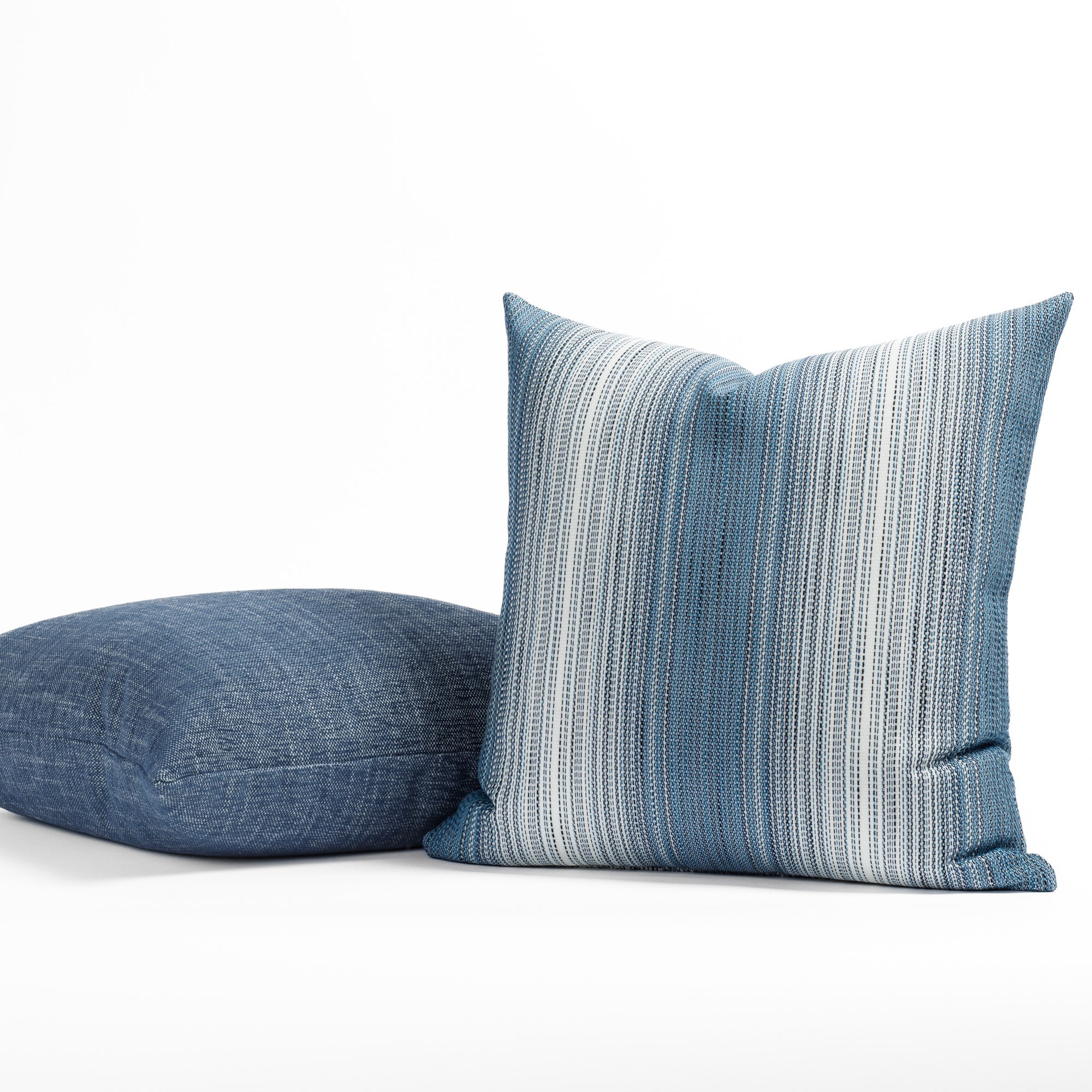 Tonic Living indigo blue and white pillows : Mateo Stripe and Parker Indigo throw pillows