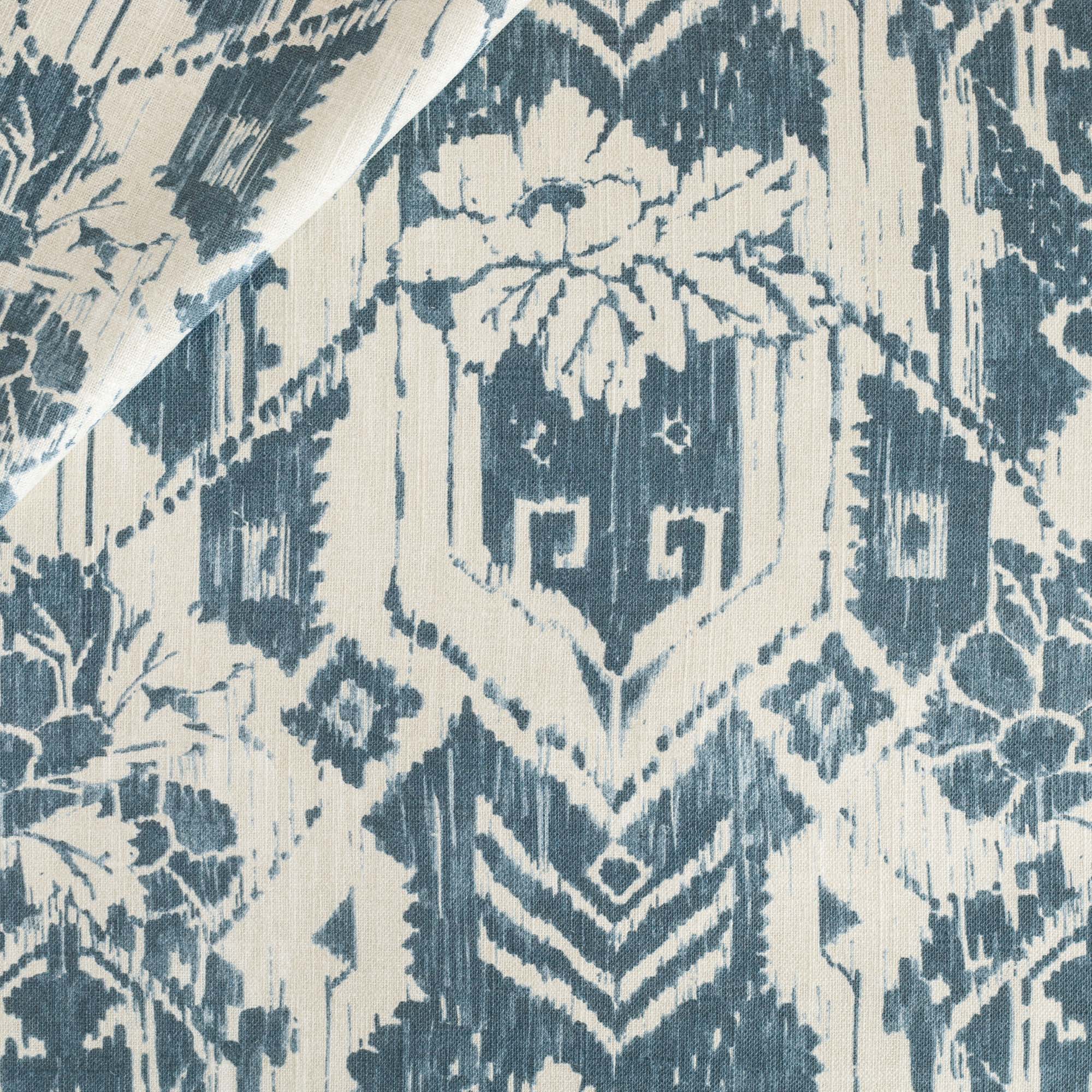 Merida, a cream and blue botanical ikat print fabric from Tonic Living