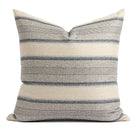 Tonic Living Miller Stripe 22x22 Pillow in Denim, a navy blue and beige banded stripe throw pillow.