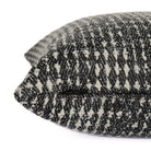 Close-up side zipper view of Otto 20x20 Pillow, Domino by Tonic Living – black and white geometric cushion.