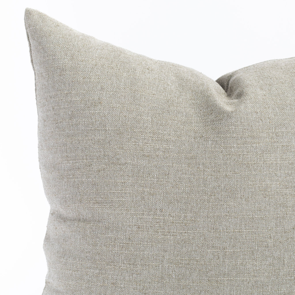 a solid dusty grey green throw pillow : close up view