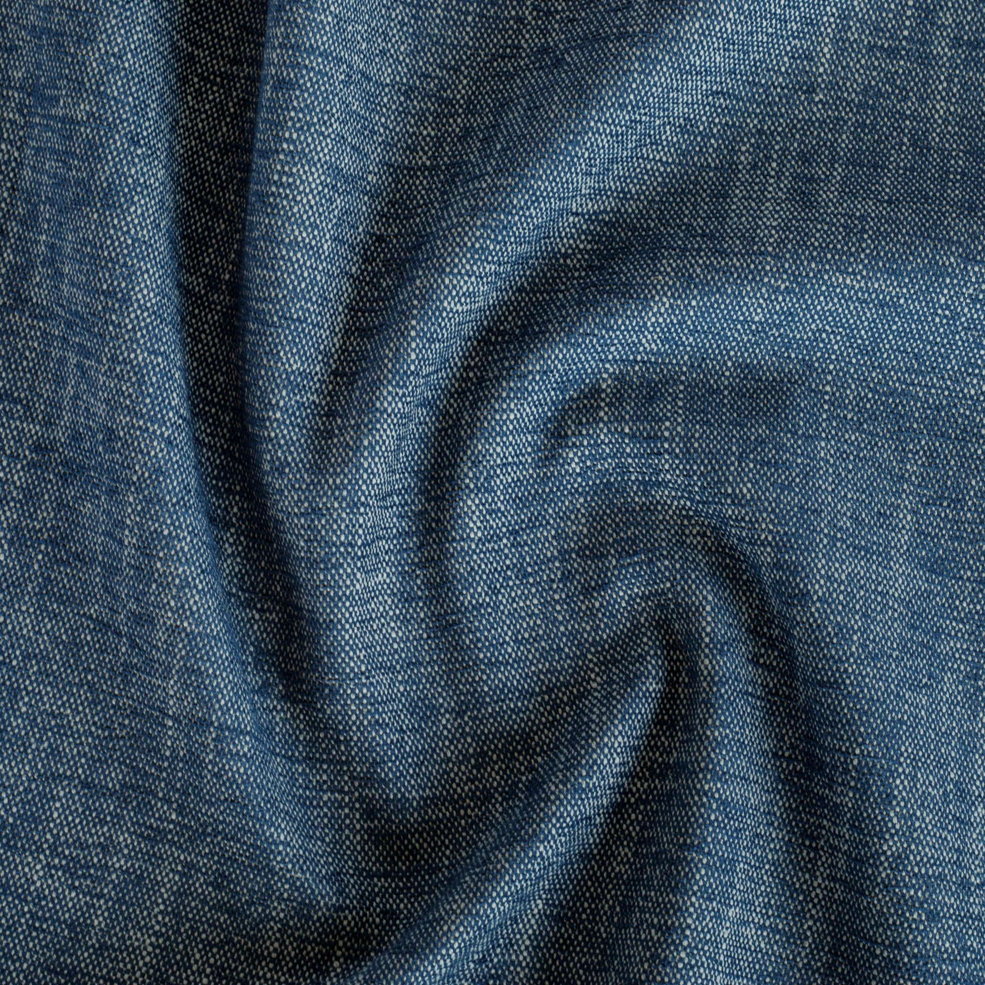 an indigo blue chenille outdoor upholstery performance fabric