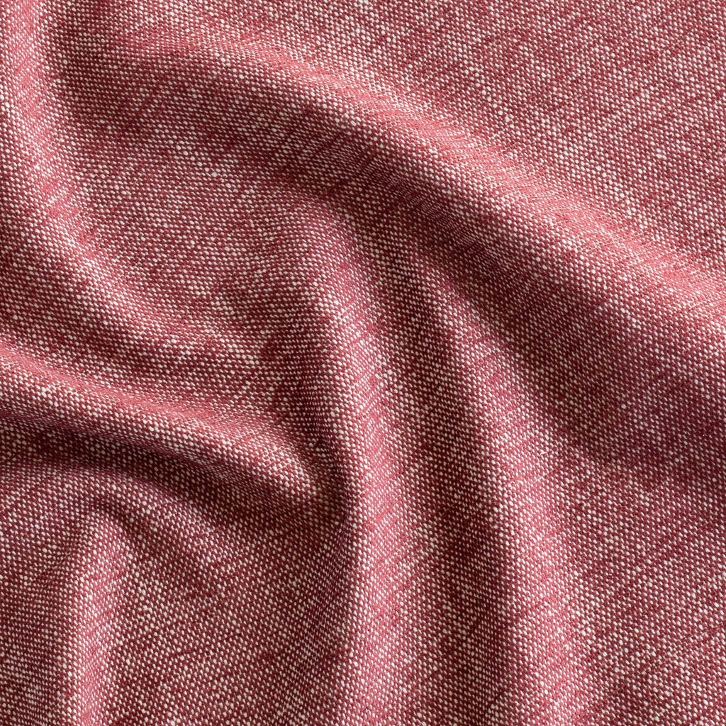 a ruby red chenille textured outdoor upholstery fabric : close up view