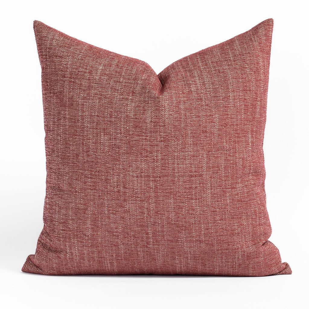 Parker 22x22 Pillow Pomegranate, a ruby red chenille textured outdoor pillow from Tonic Living