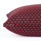 Side zipper detail of Pembrook 14x20 lumbar pillow in burgundy diamond weave fabric, Tonic Living.