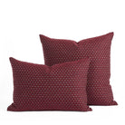 Pembrook 14x20 lumbar pillow in burgundy stacked with matching 20x20 toss pillow, Tonic Living.
