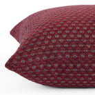 Side view of Pembrook 20x20 decorative cushion, burgundy red with diamond weave fabric, Tonic Living.