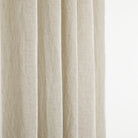 Tonic Living Positano Linen Shower Curtain in Stone showing soft taupe and grey linen drape.