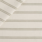 Tonic Living Rexton Stripe Fabric, Moss — high-performance home decor fabric with double ticking stripes in olive green and oatmeal tones.
