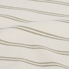 Close up of Tonic Living Rexton Stripe Moss fabric showing horizontal ticking stripes in moss green and beige, durable upholstery material.