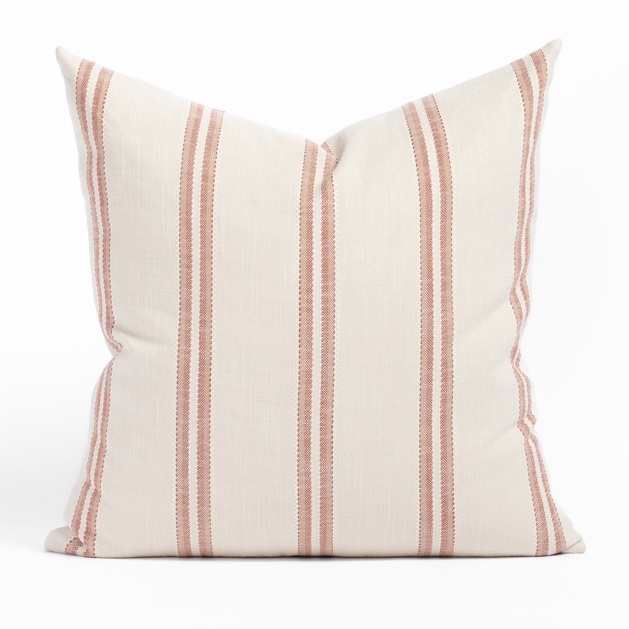 Riviera Stripe 22x22 Pillow Clay, a venetian red and sandy taupe striped outdoor throw pillow from Tonic Living