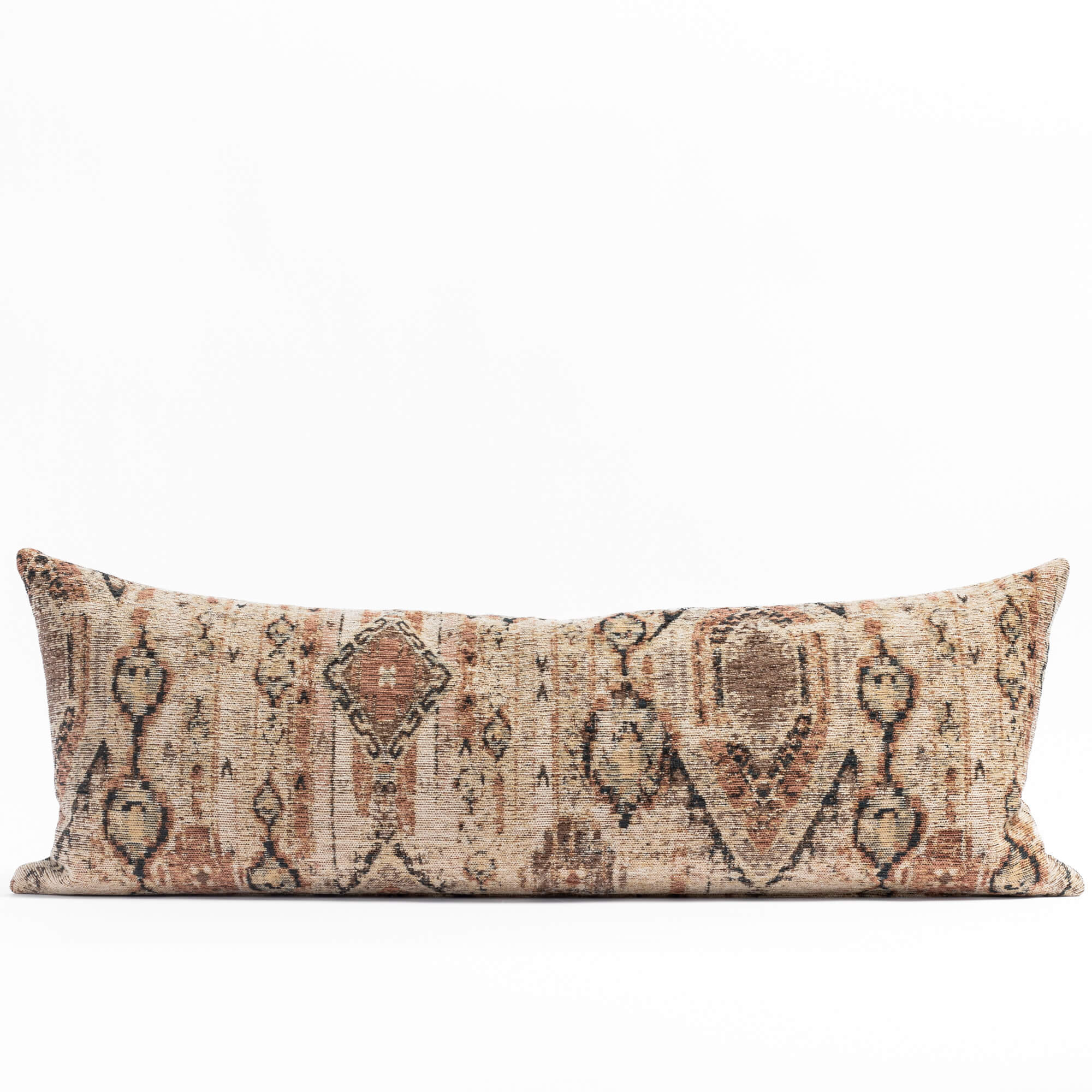 Souk 16x42 Bolster Pillow, a sand, brown and rust vintage medallion woven tapestry patterned long lumbar pillow from Tonic Living