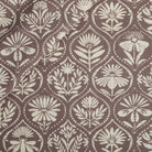 Tonic Living Stella Fabric in Mauve, an earthy purple and beige drapery fabric with block print medallion pattern.