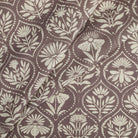 Tonic Living Stella Mauve fabric featuring an earthy purple and natural block print style pattern for curtains.