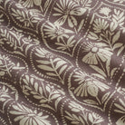 Tonic Living Stella Mauve drapery fabric shown with movement highlighting mauve and beige medallion pattern.