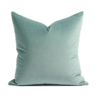 Tonic Living Sterling Velvet 20x20 Pillow in Lake, a soft aqua blue velvet throw pillow with subtle linear texture.