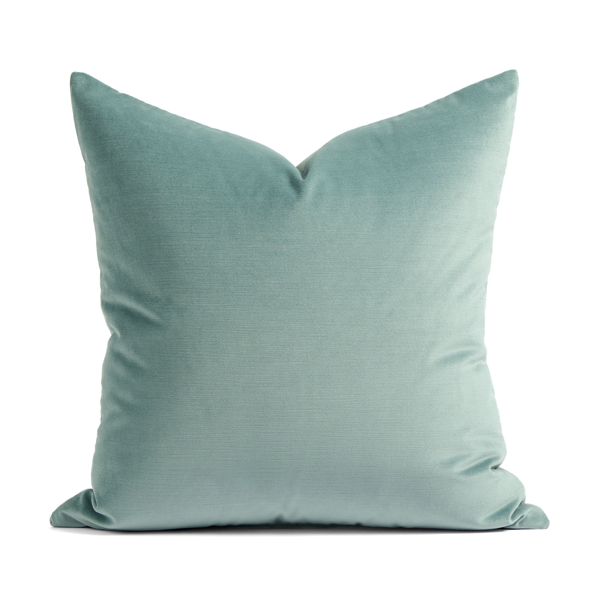 Tonic Living Sterling Velvet 20x20 Pillow in Lake, a soft aqua blue velvet throw pillow with subtle linear texture.