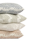 Tonic Living Swoon pillow collection in denim blue, sage green, sand, and terracotta featuring botanical stripe designs.