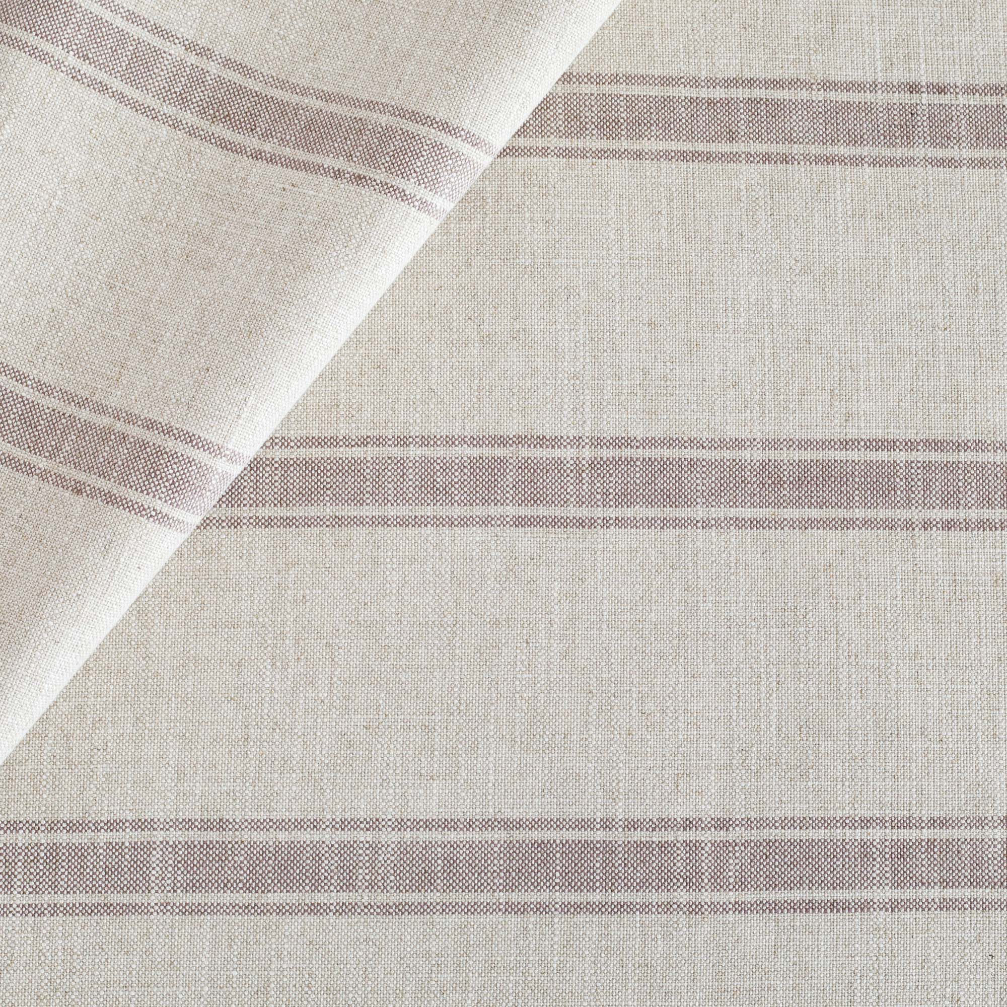 an oatmeal and soft purple horizontal stripe fabric from Tonic Living