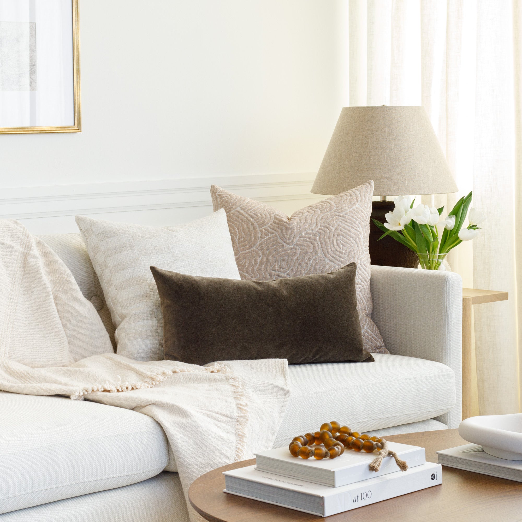 Valentina Velvet 12x24 Lumbar Pillow, Truffle – Tonic Living