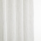 Tonic Living Verona Stripe Linen Shower Curtain in Jet showing vertical black pinstripe on soft white linen.
