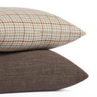 Stack of two pillows: Vesper Plaid 20x20 houndstooth pillow with Bedford Coffee Brown cushion.