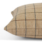 Side view of Tonic Living Walker Plaid Camel toss cushion highlighting its classic camel brown windowpane check.