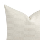 Close up of Tonic Living Webster Buff cushion showing cream and greige checkerboard detail.