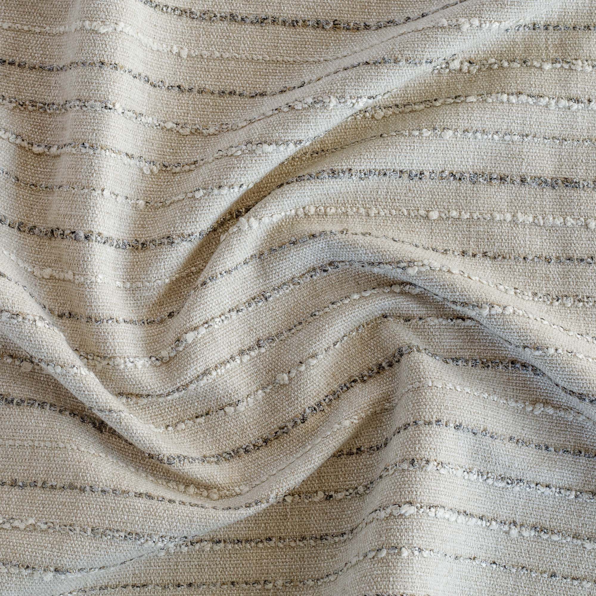 a neutral greige textured striped multi-use home decor fabric