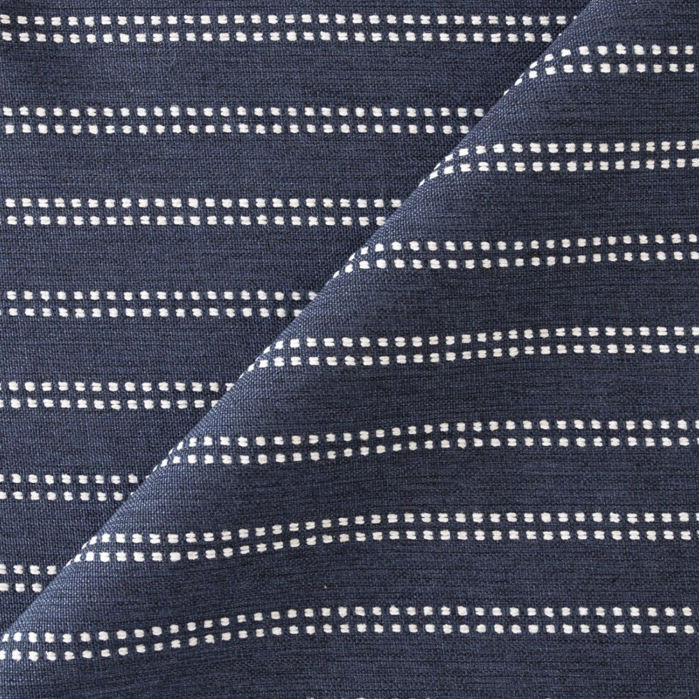 Elodie Stripe, Indigo, dark blue with ivory stripe high performance fabric from Tonic Living